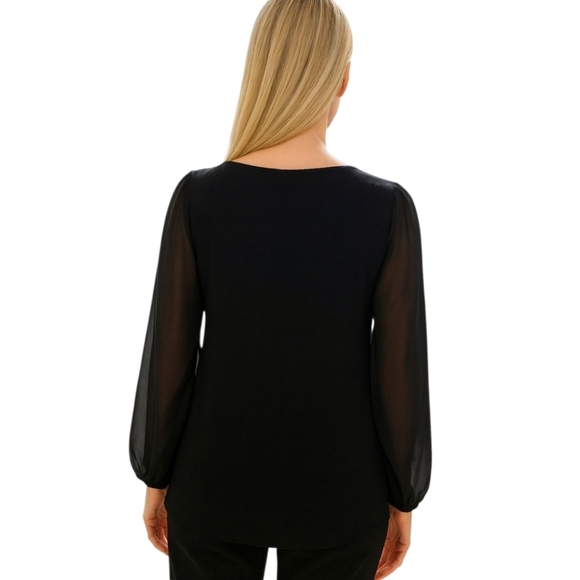 Vince Camuto Black Blouse with Embellished Neckline - Picture 2 of 6